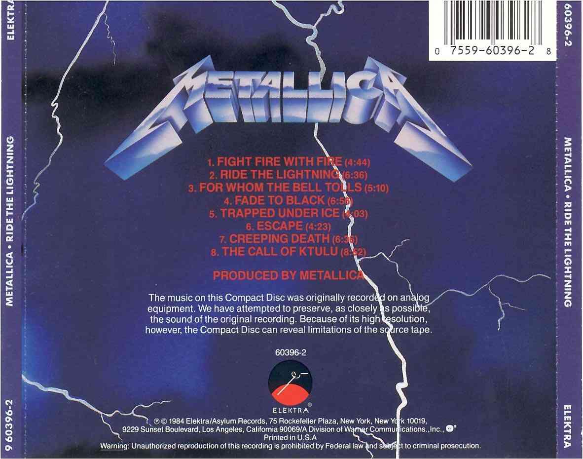 Metallica Ride the Lightning back | CD Covers | Cover Century | Over 1. ...