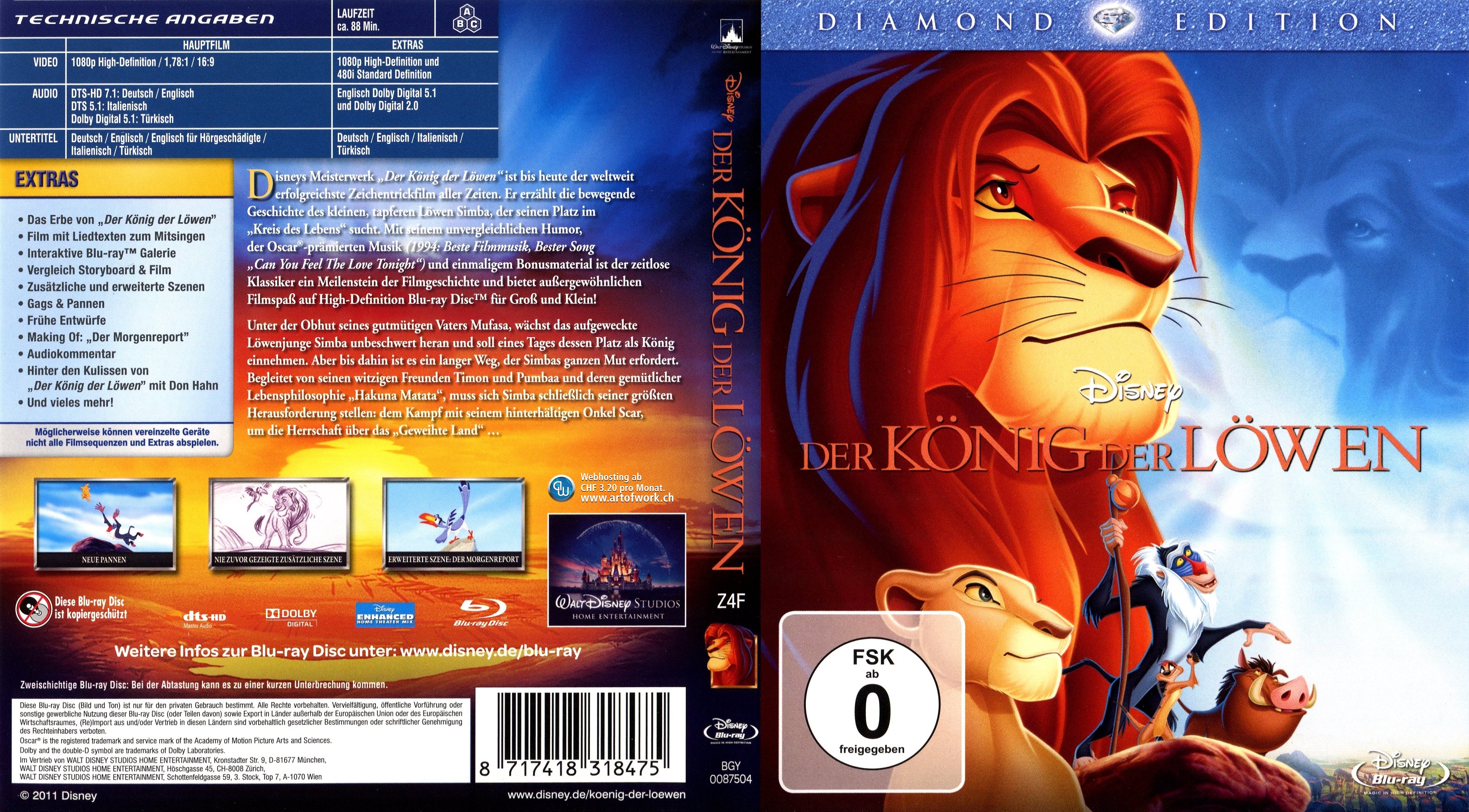 Koenig der Loewen 1 Lion King Diamond Edition | Blu-Ray Covers | Cover ...