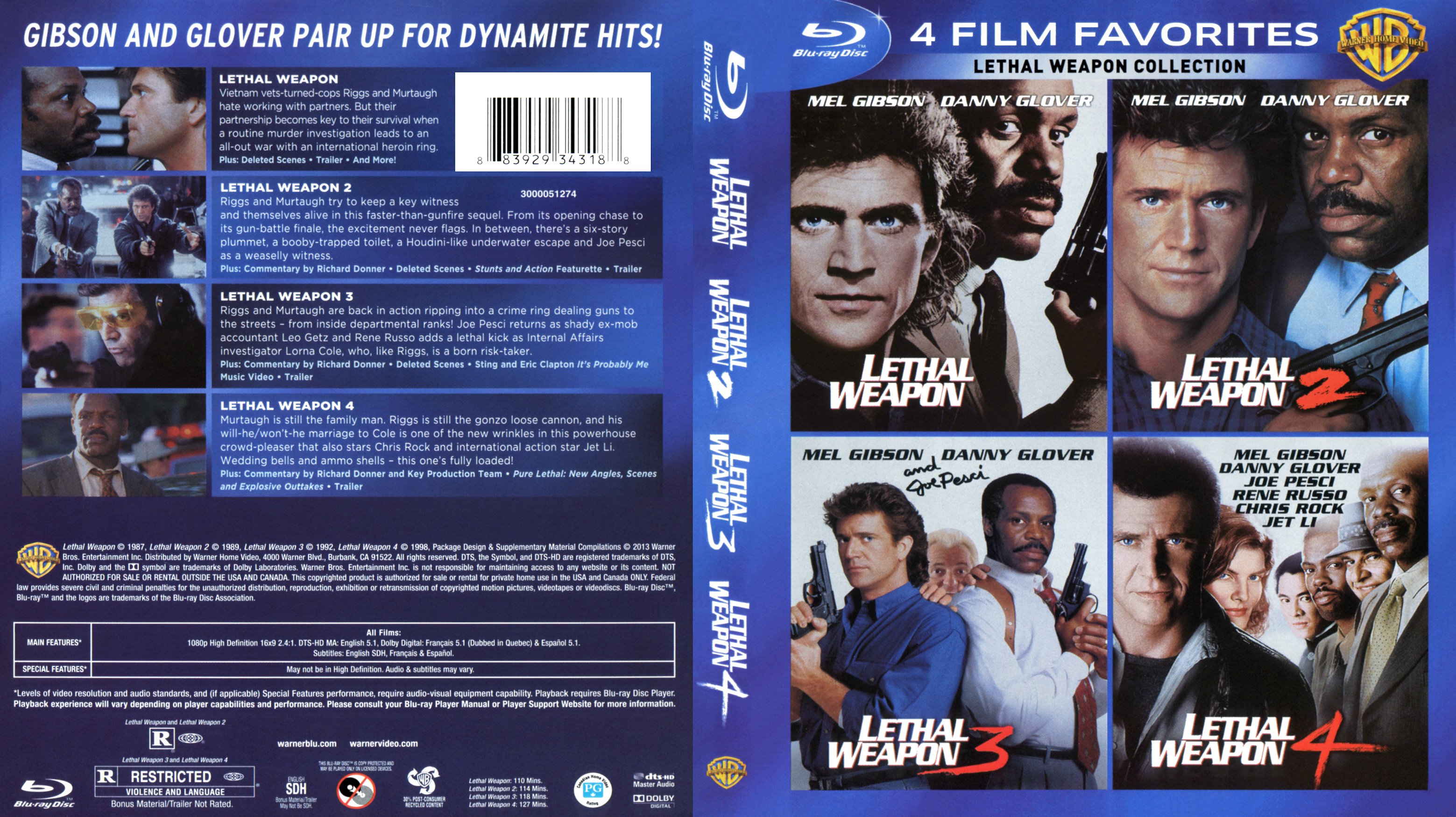 Lethal Weapon 4 Movie Collection 1987 1998 R1 | Blu-Ray Covers | Cover ...