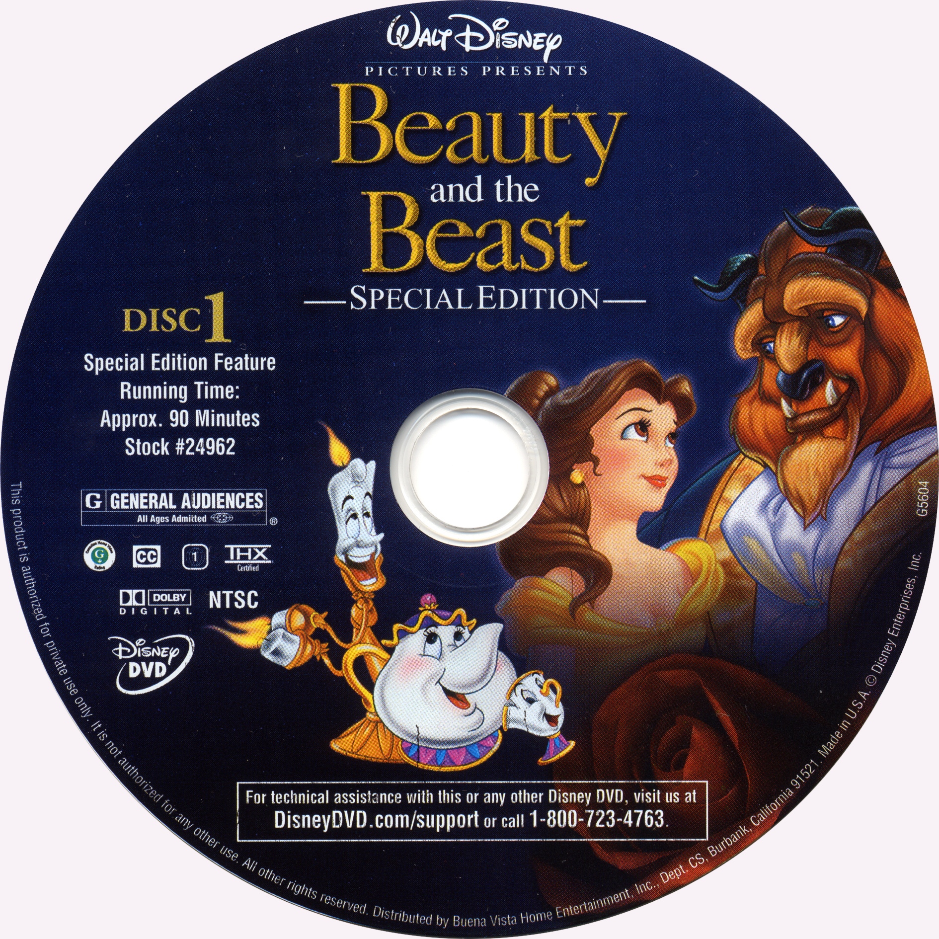 Beauty And The Beast 1991 Special Edition R1 Cover Labels | DVD Covers ...