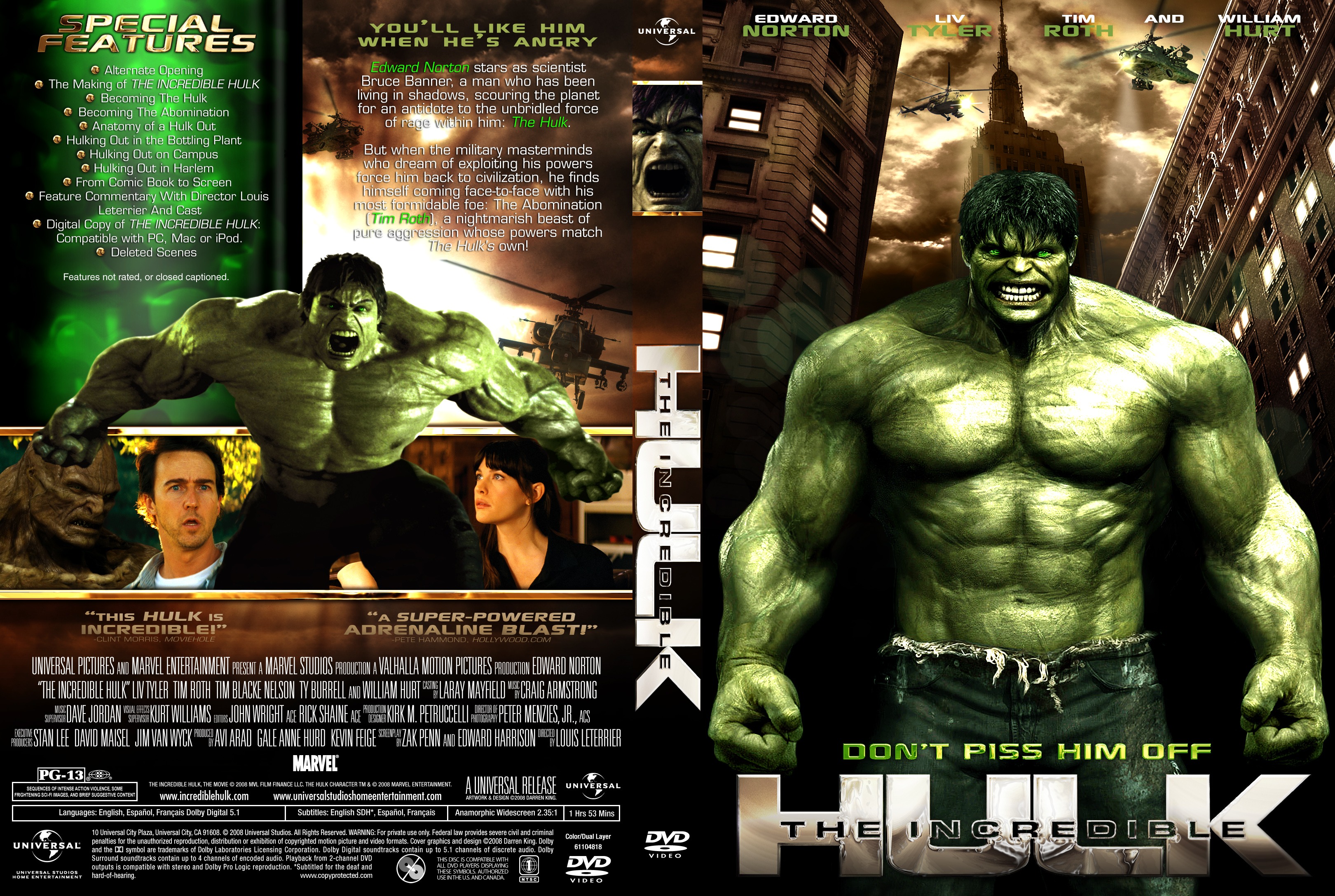 The Incredible Hulk 2008 | DVD Covers | Cover Century | Over 1.000.000 ...