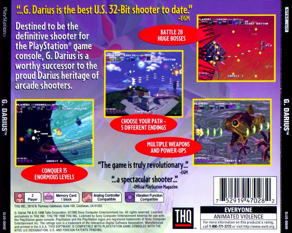 G Darius Ntsc Psx Back Playstation Covers Cover Century Over 500 000 Album Art Covers For Free