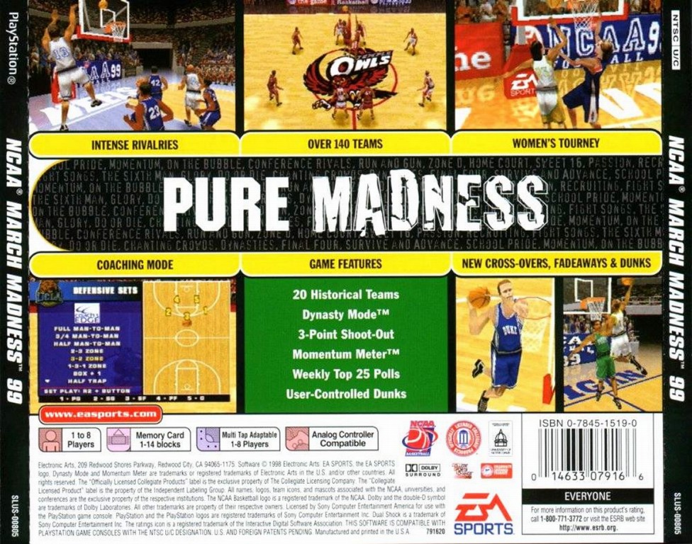 NCAA March Madness 99 NTSC PSX BACK 